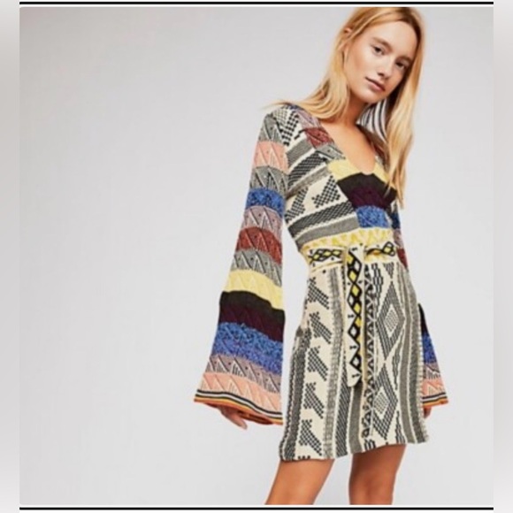 NWT: Free People “Rare” Patchwork Sweater Dress - Picture 2 of 8